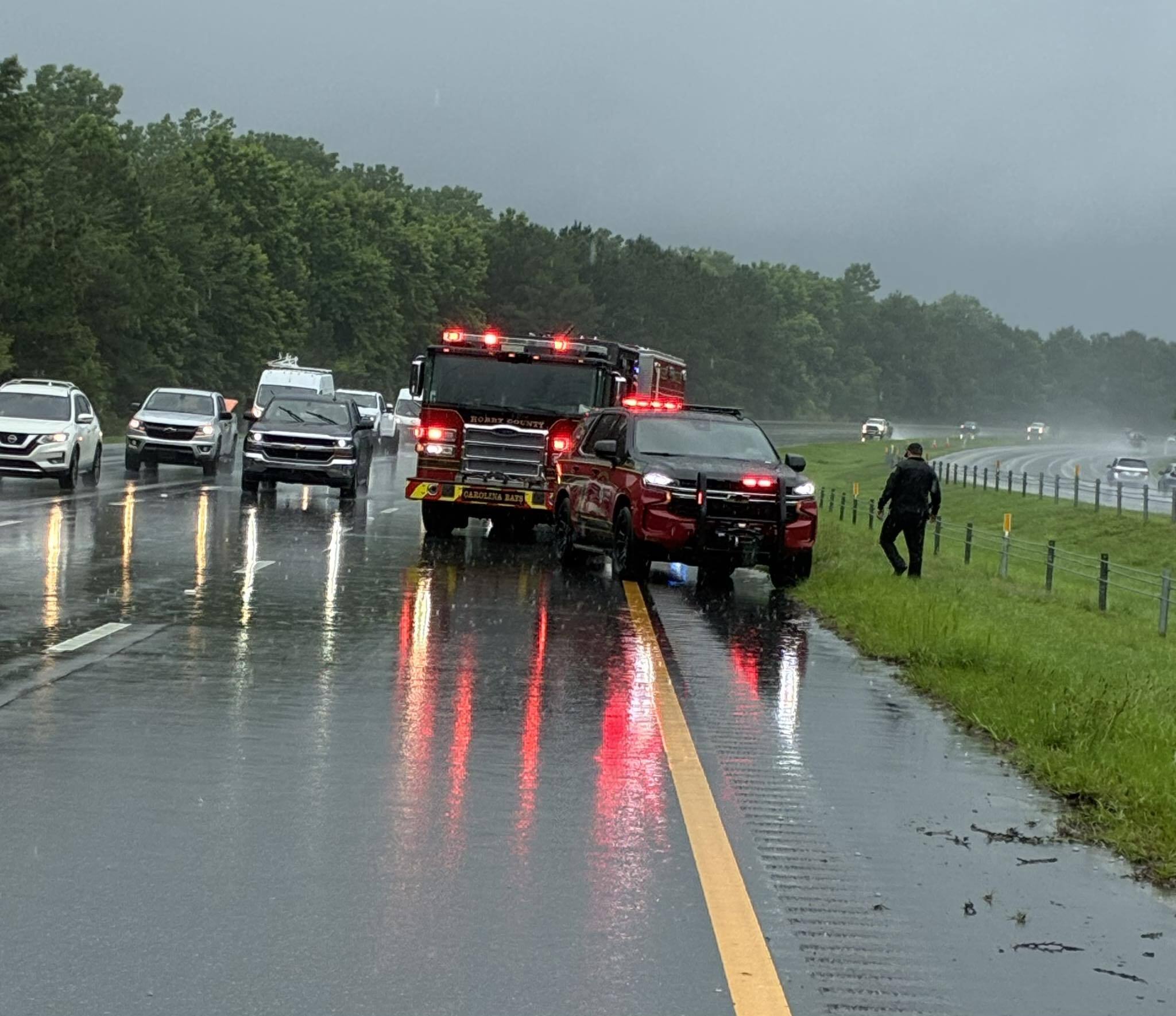 2 taken to hospital after car flips on Highway 31 in Horry County, HCFR says