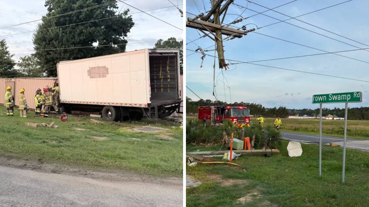1 injured after crashing into shipping containers, pole near Conway