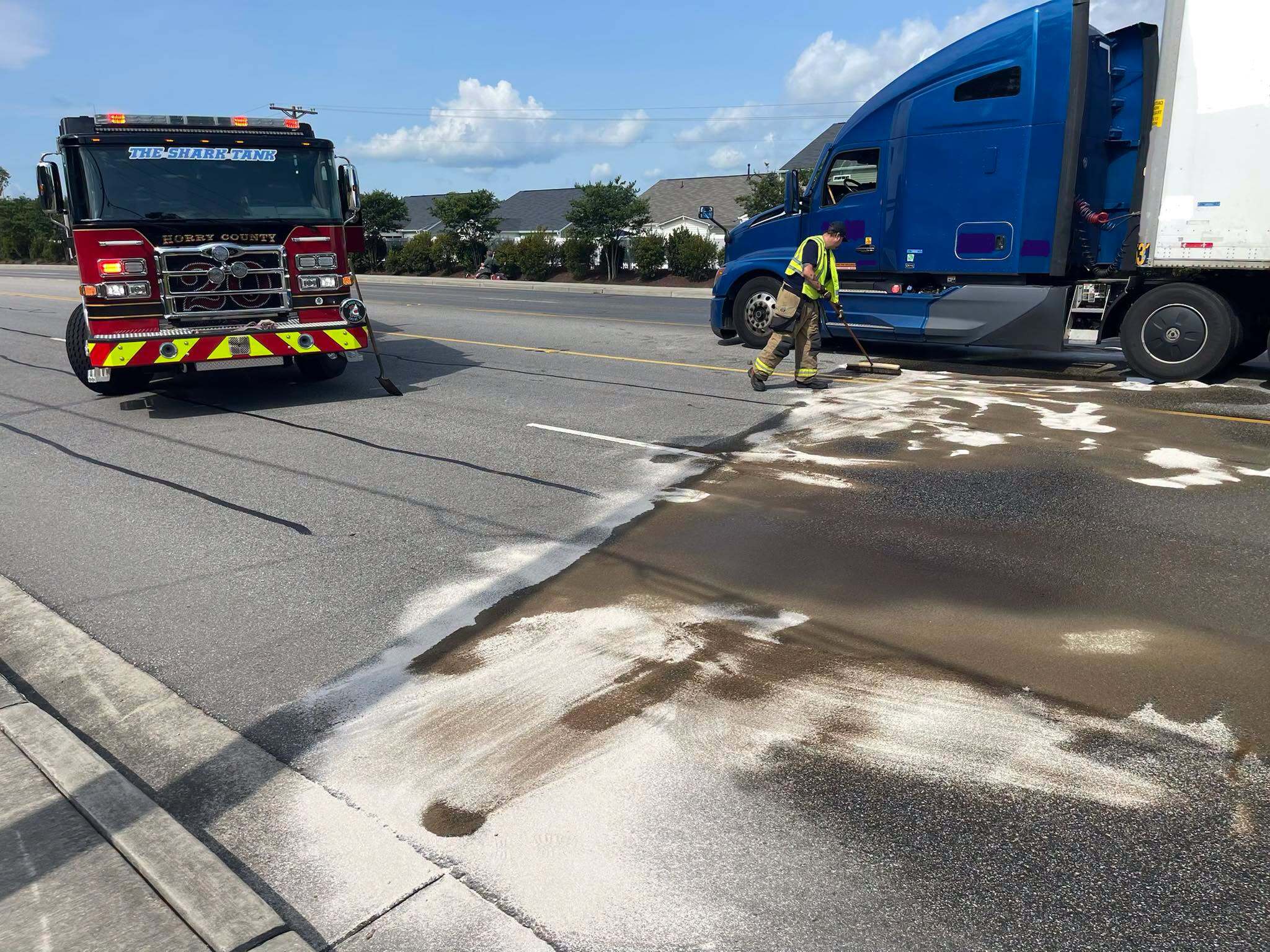 Highway 707 blocked after fuel spill in Horry County