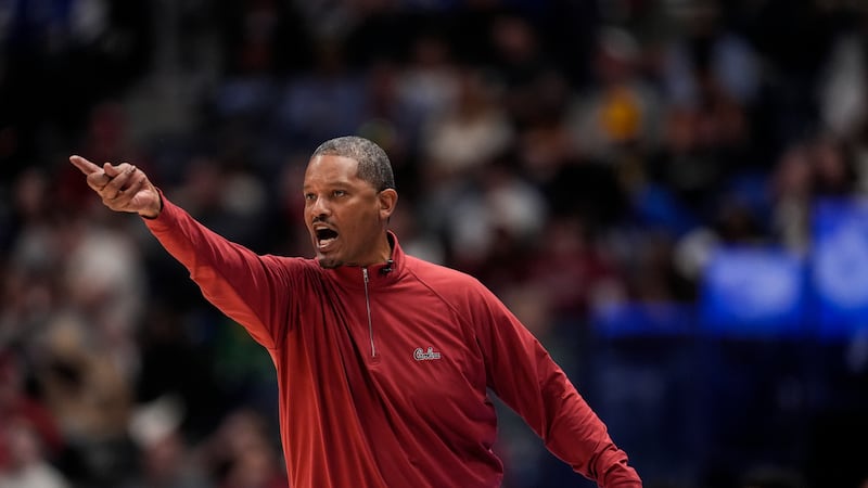 South Carolina head coach Lamont Paris speaks during the second half of an NCAA college...
