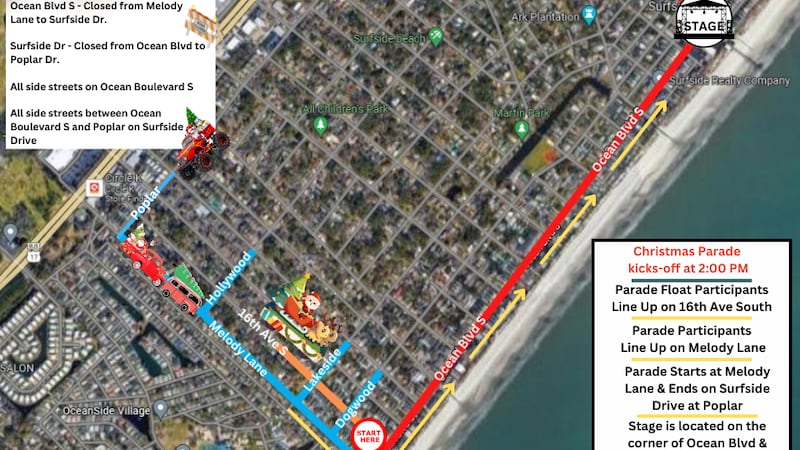 Road closures announced for Surfside Beach Christmas Parade