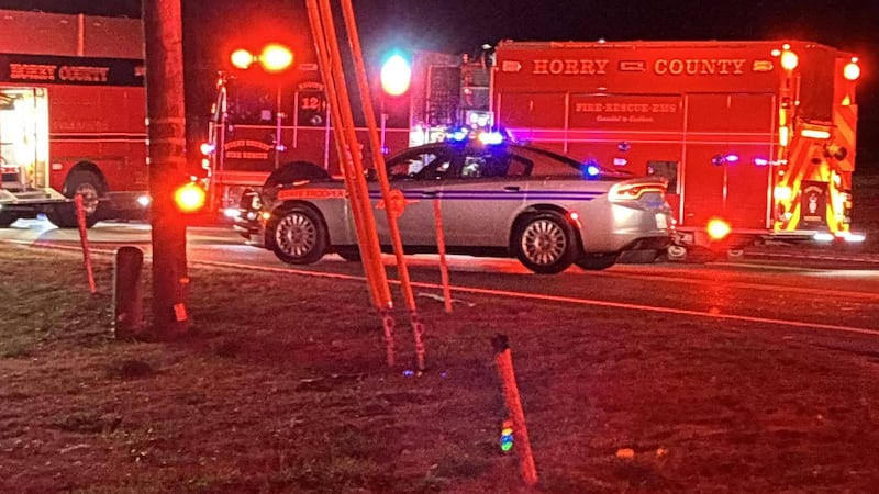 HCFR: 1 hurt after car hits parked vehicle, home off Highway 90 in Horry County