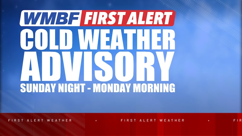 We're giving you the First Alert to a COLD WEATHER ADVISORY for tonight and into Monday morning.