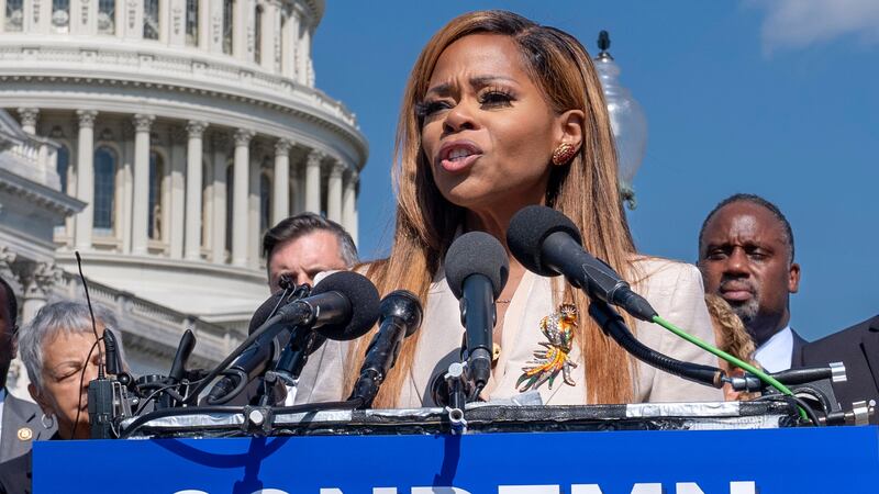 FILE - Rep. Sheila Cherfilus-McCormick, D-Fla., condemns hate speech and misinformation about...