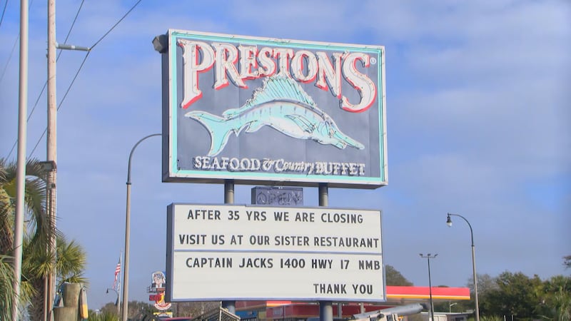 Iconic North Myrtle Beach seafood restaurant Preston's announced it is closing after more than...