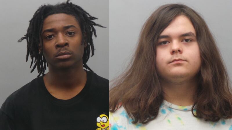 Deondre Robinson, from left, and Patrick Aten are charged in the fatal crash.