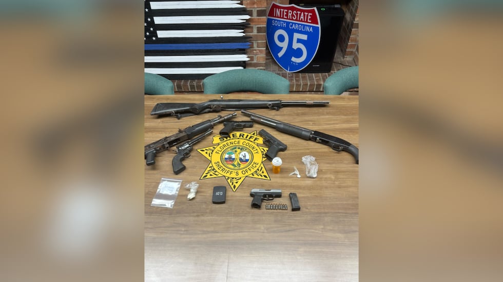Drugs and weapons seized in search for wanted man(Florence County Sheriff's Office)