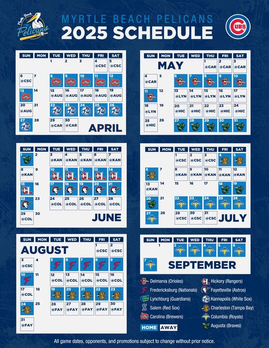 Myrtle Beach Pelicans Announce 2025 Schedule myrtle-beach-pelicans-announce-2025-schedule