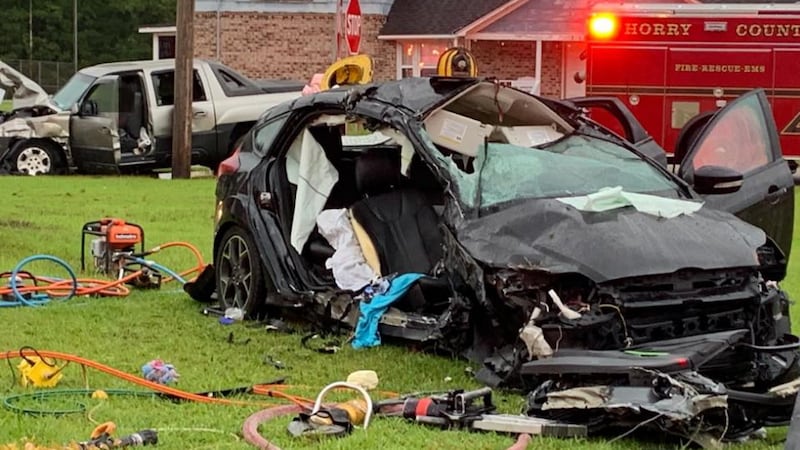 Two people are injured following an accident.