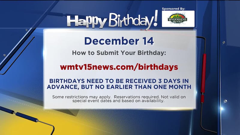 Happy Birthday from WMTV 15 News and The Wilderness Resort!