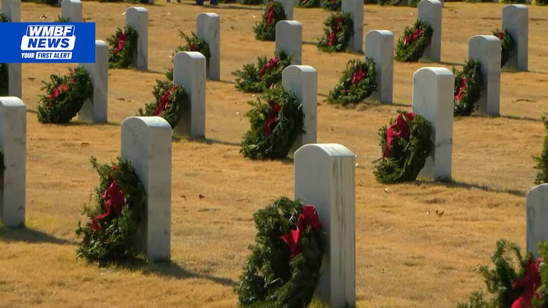 Thousands of wreaths were placed on the graves of fallen service members on Saturday.